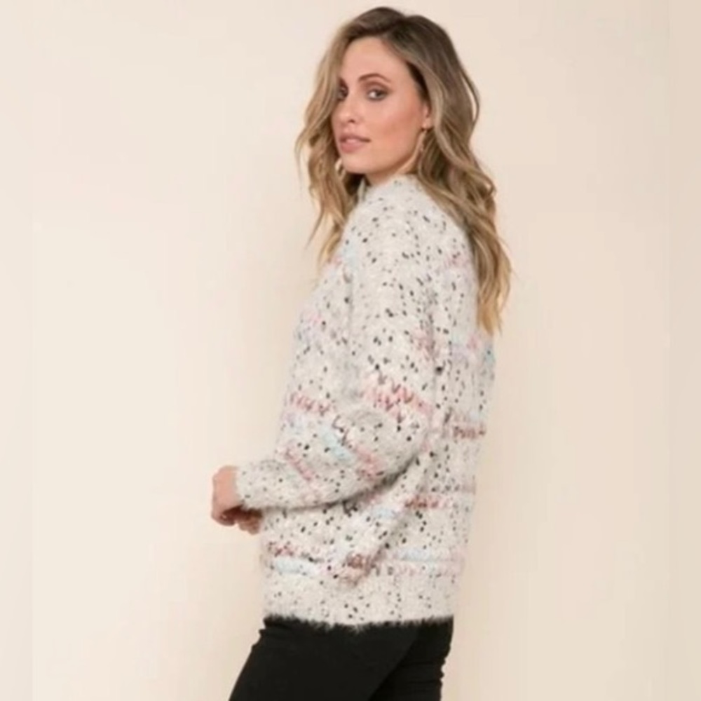 Telluride Original Brand Clothing Company Confetti Fuzzy Oversized Mock Neck